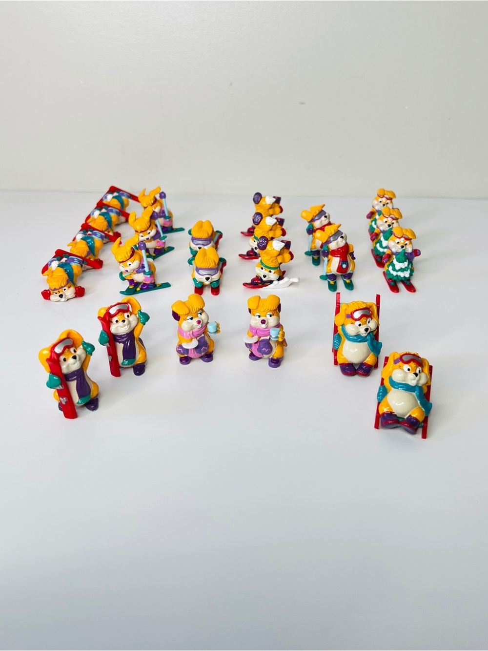Vintage 1990’s Kinder Surprise Ski Bunnies Figurines Miniature Toys Lot of 23
